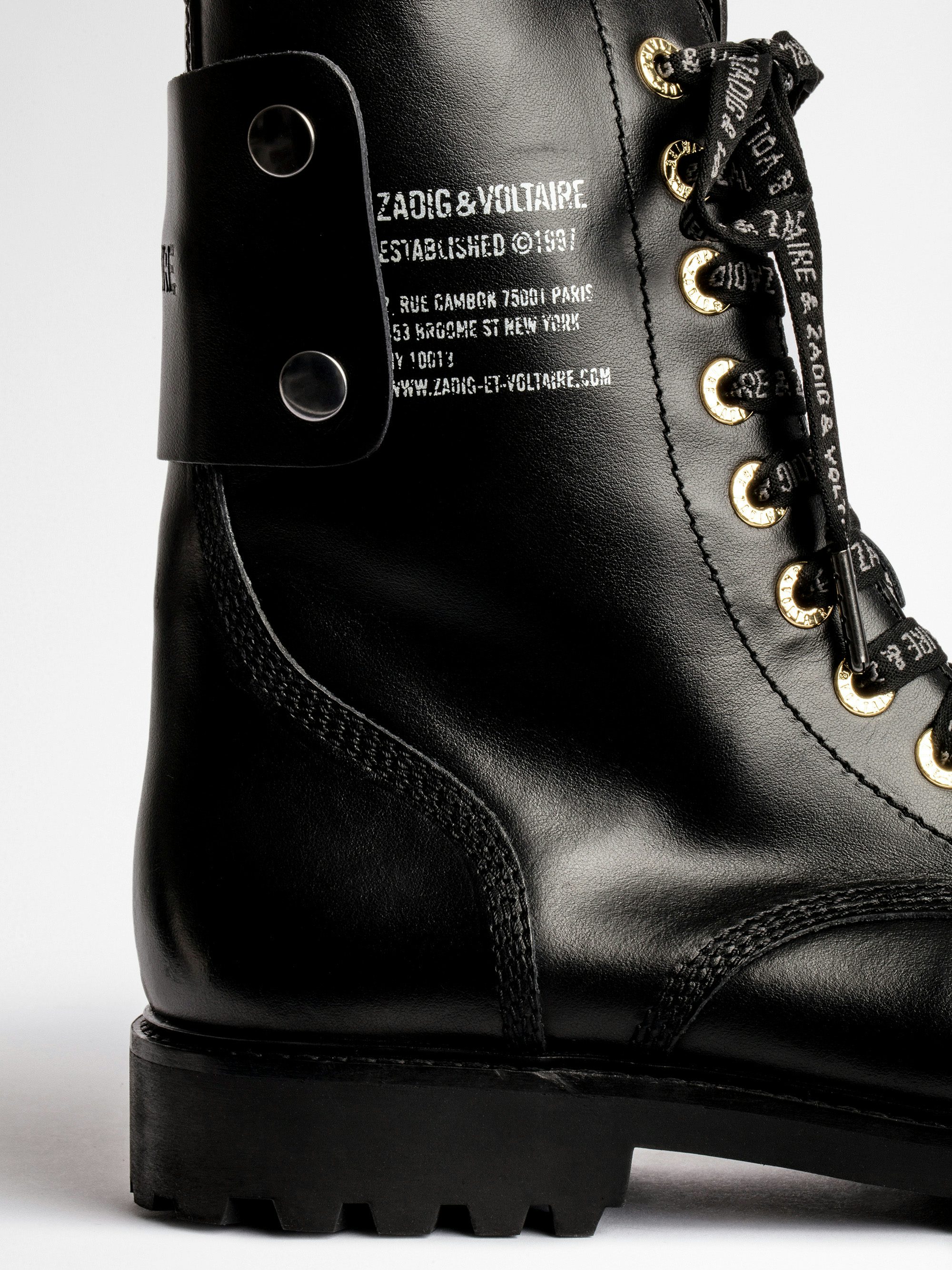 Joe Ankle Boots - Leather ranger boots with print and patch.